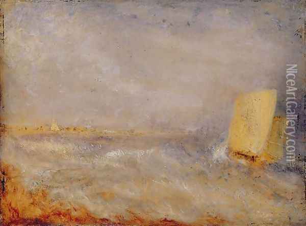 A Sailing Boat off Deal, c.1835 Oil Painting - Joseph Mallord William Turner