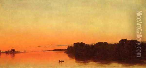 Twilight on the Sound, Darien, Connecticut Oil Painting - John Frederick Kensett