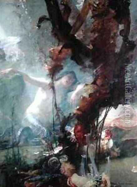 La Sirene Oil Painting - Albert Pierre Rene Maignan