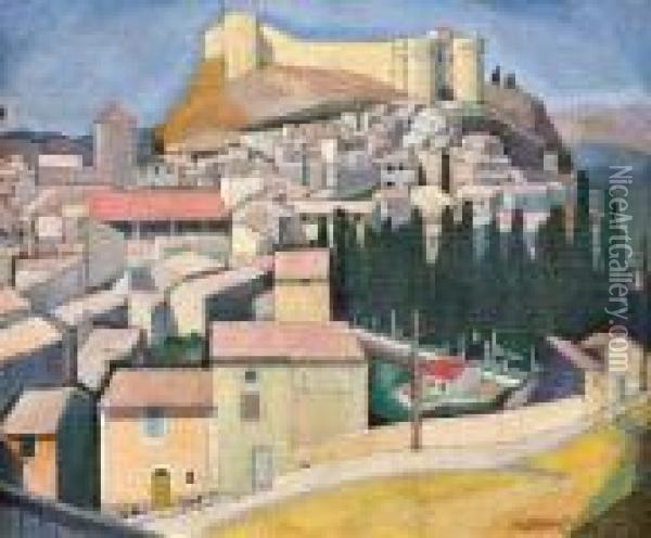Old Town Andcastle Of Villeneuve-les-avignon In The Region Oflanguedoc-roussillon In France Oil Painting - Edmond Sigrist