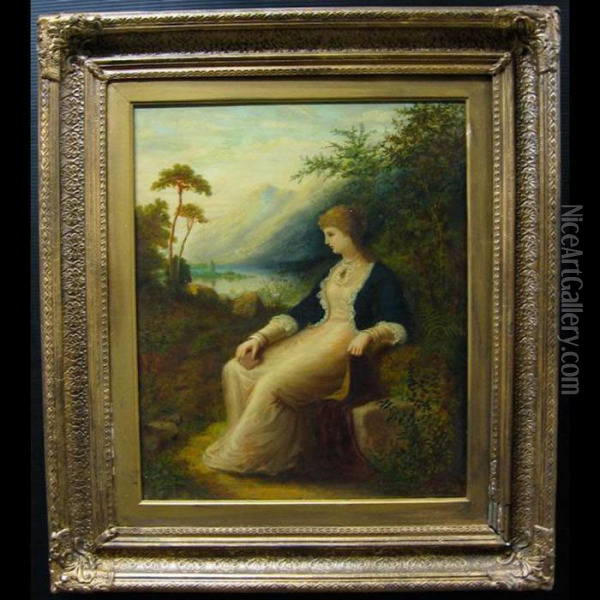 Seated Woman Oil Painting - Luigi Mauro Galli