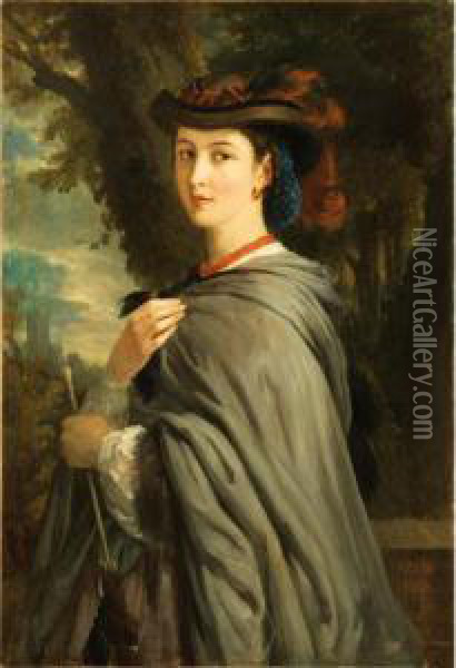 Portrait De Madame Cavalli Oil Painting - Alexandre-Marie Colin