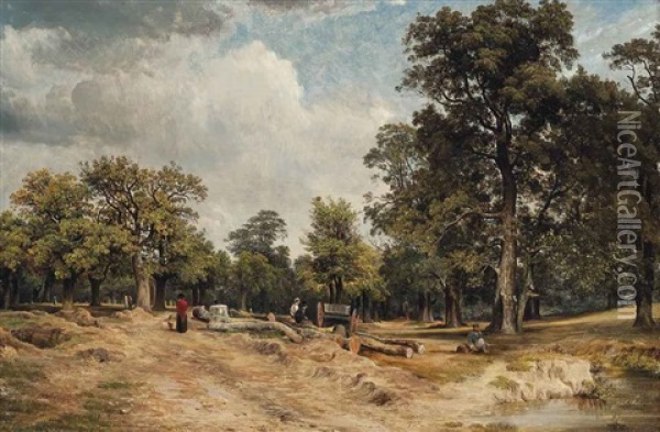A Day In The Woodland Oil Painting - Charles Deane
