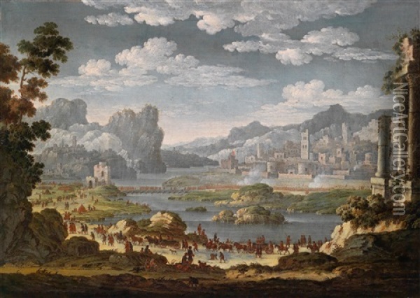 Die Belagerung Einer Stadt Durch Die Truppen Des Francesco D'este, Herzog Von Modena Oil Painting - Jan van Bunnick