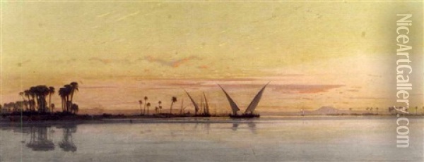 Bateaux Sur Le Nil Oil Painting - Etienne Duval