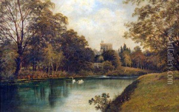 Windsor Castle From The River Oil Painting - Octavius Thomas Clark