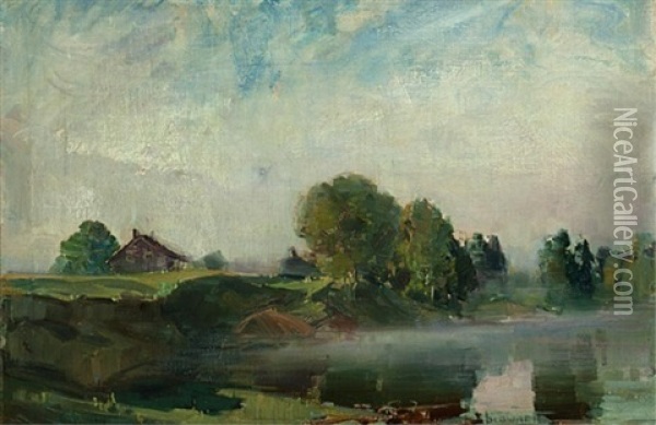 Mist On The Pond Oil Painting - Peleg Franklin Brownell