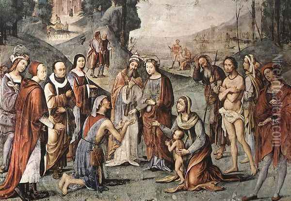St Cecily's Charity 1505-06 Oil Painting - Lorenzo Costa