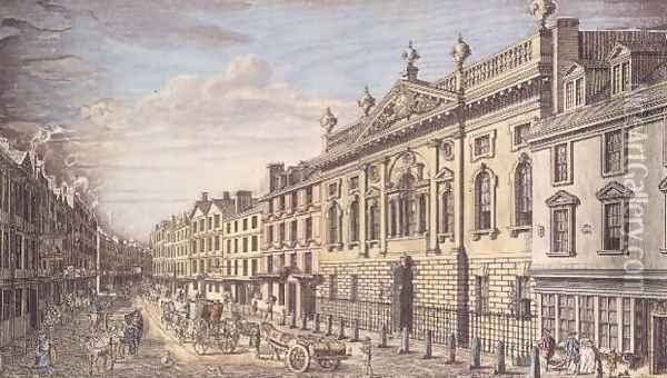 Ironmongers Hall and Fenchurch Street c.1750 Oil Painting - Thomas Bowles