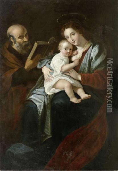 The Holy Family Oil Painting - Bartolomeo Cavarrozzi