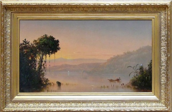 Scene On The Upper Guayaquil River, S.a. Oil Painting - Norton Bush