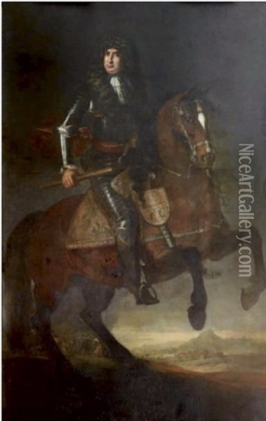 Portrait Presume Du Roi De Sardaigne Victor Amedee Ii A Cheval Oil Painting - Jacob van Schuppen