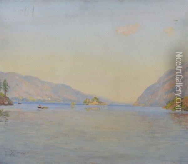 View Of A Loch With Rowing Boat And Untitled (pair) (3 Works) Oil Painting - Sir David Murray