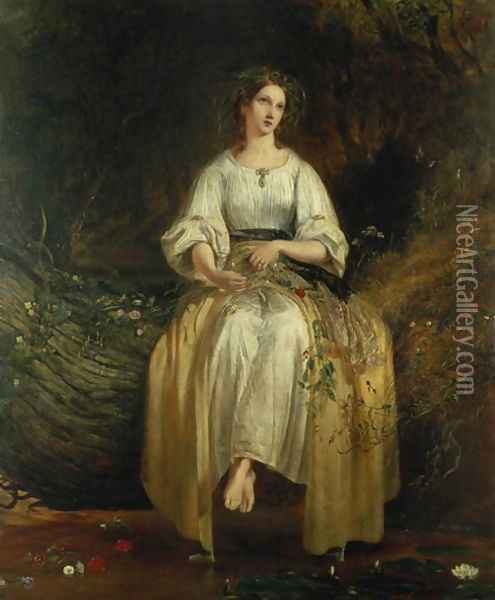 Ophelia weaving her garlands, 1842 Oil Painting - Richard Redgrave