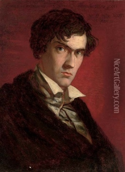 Portrait Of William Bell Scott In A Black Coat Oil Painting - Arthur Hughes
