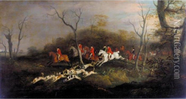 A Hunt In Full Cry Oil Painting - John Snr Ferneley