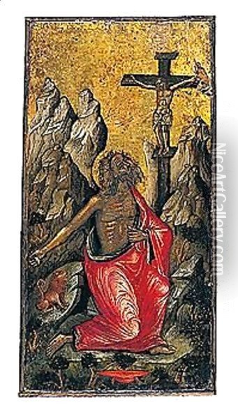Saint Jerome In The Wilderness Oil Painting - Angelos Bitzamanos