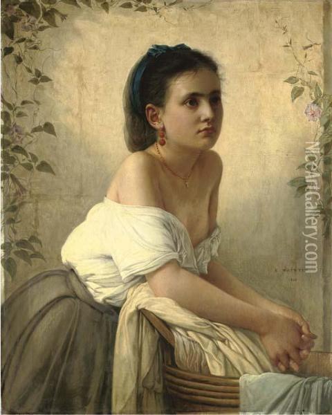 La Jeune Blanchisseuse Oil Painting - Jules Emile Saintin