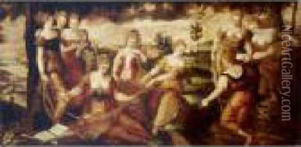 The Nine Muses Oil Painting - Lodovico Pozzoserrato (see Toeput, Lodewijk)