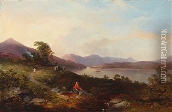 Loch Long From The Hill At Strone Point Oil Painting - John Cairns