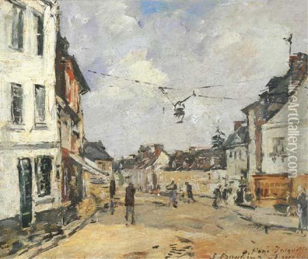 Fervaques, La Rue Principale Oil Painting - Eugene Boudin