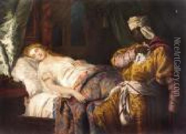 Otello Es Desdemona Oil Painting - Leopold Bara