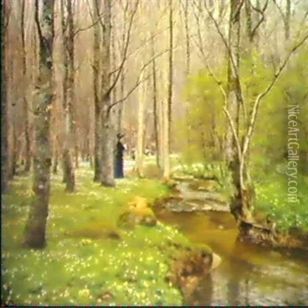 En Forarsdag I Skoven Oil Painting - Hans Andersen Brendekilde
