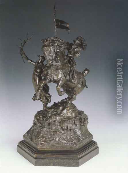 St George and the Dragon, Victory Leading: sketch-model for a proposed War Memorial Oil Painting - Alfred Gilbert