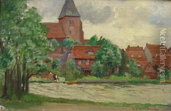 Miasteczko Nad Rzeka (1912) Oil Painting - Michael Gorstkin Wywiorski