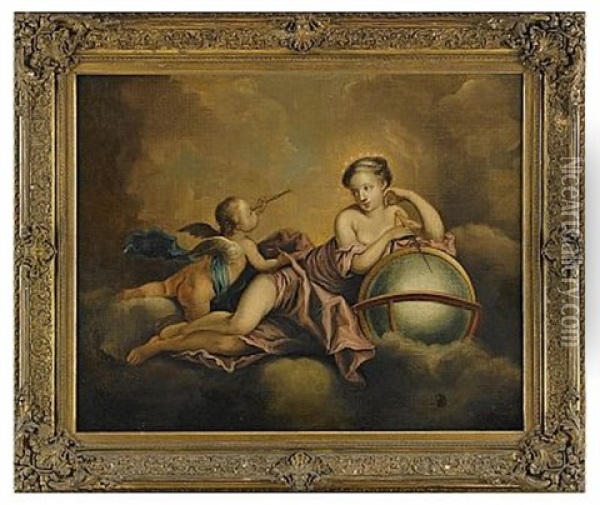 Allegori Over Astronomin Oil Painting - Charles Michel-Ange Challes
