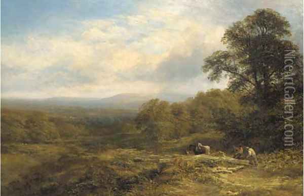 Carting timber Oil Painting - George Cole, Snr.