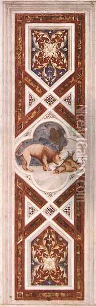 The Lion Recalls the Cubs to Life (on the decorative band) 1304-06 Oil Painting - Giotto Di Bondone