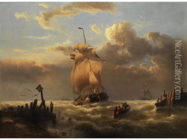 Marinebild Oil Painting - Franz Johann (Wilhelm) Huenten