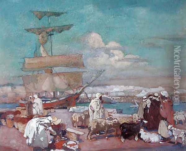 The Port of Algiers, c.1900 Oil Painting - Leon Cauvy