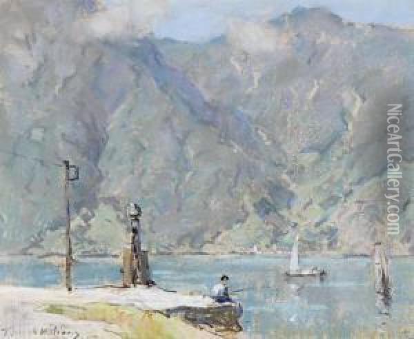 Lake Lucerne, Fuellen, Switzerland Oil Painting - Terrick John Williams