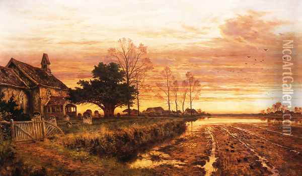 At Evening Time it Shall be Light Oil Painting - Benjamin Williams Leader