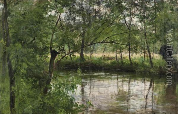 River Epte In Gasny, France Oil Painting - Cesar De Cock