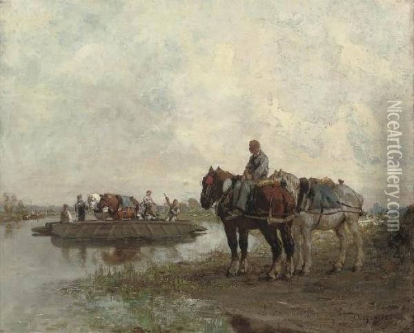 Watering The Horses Oil Painting - Jules Jacques Veyrassat