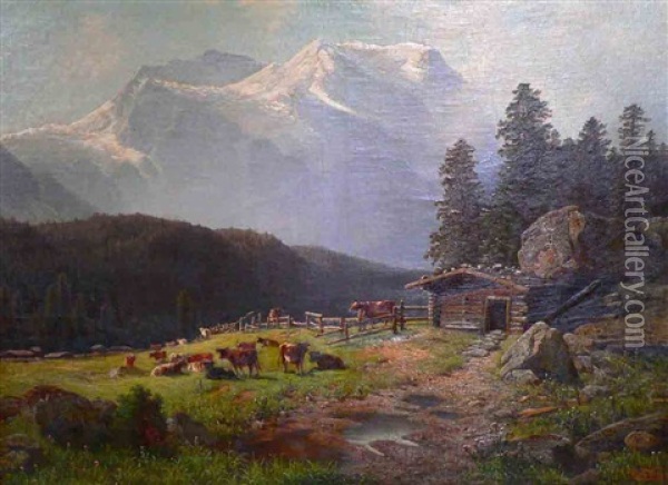 Die Jungfrau-partie Von Der Hohen Scheideck Oil Painting - Theodor (Wilhelm T.) Nocken