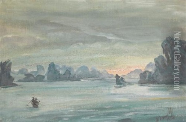 Ha Long Bay, Vietnam Oil Painting - Alexander Evgenievich Iacovleff