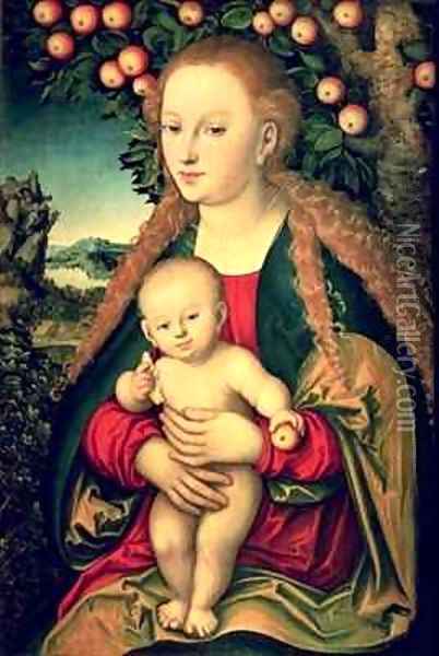 Virgin and Child under an Apple Tree Oil Painting - Lucas The Elder Cranach