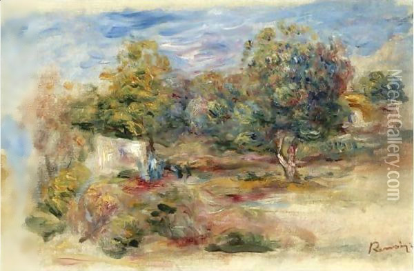 Esquisse Du Paysage, Maison Oil Painting - Pierre Auguste Renoir