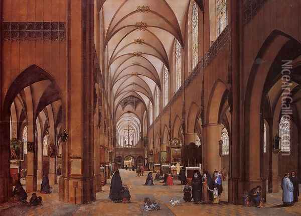 The Interior of the Cathedral of Antwerp Oil Painting - James Goodwin Clonney