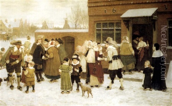 New York's Day, New Amsterdam Oil Painting - George Henry Boughton