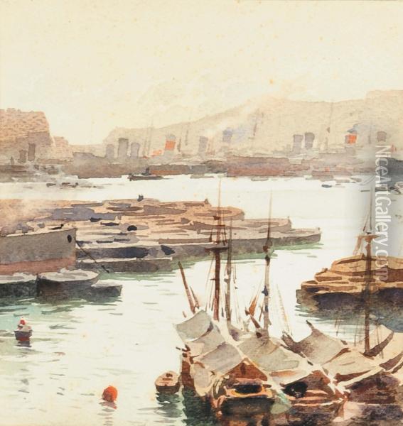 Veduta Del Porto Di Genova Oil Painting - Aurelio Craffonara