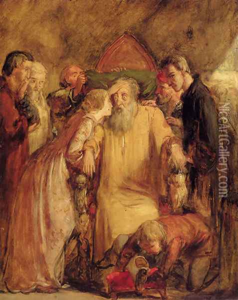 Lear And Cordelia Oil Painting - Sir John Everett Millais