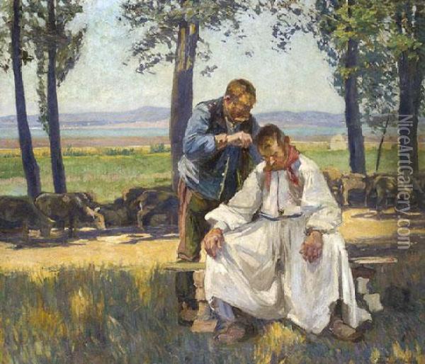 Siofoki Pasztorok 1910 Oil Painting - Tivadar Zemplenyi