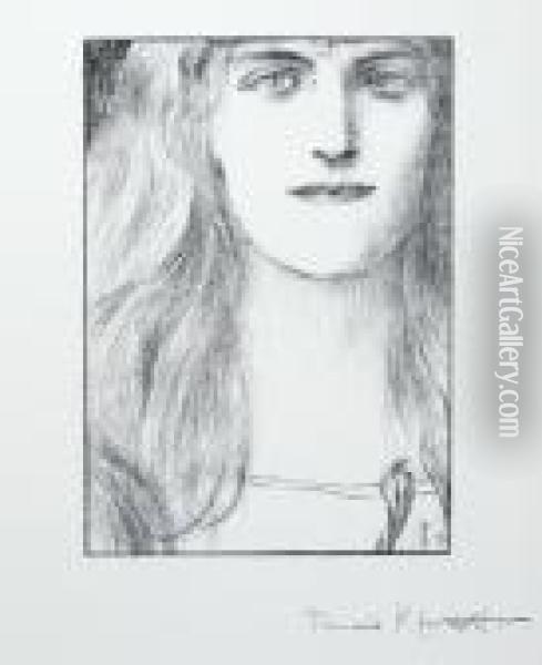 Une Tete De Face Oil Painting - Fernand Khnopff