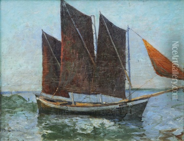Fishing Boat Oil Painting - Georg Burmester