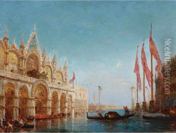Piazza San Marco Flooded Venice Oil Painting - Felix Ziem